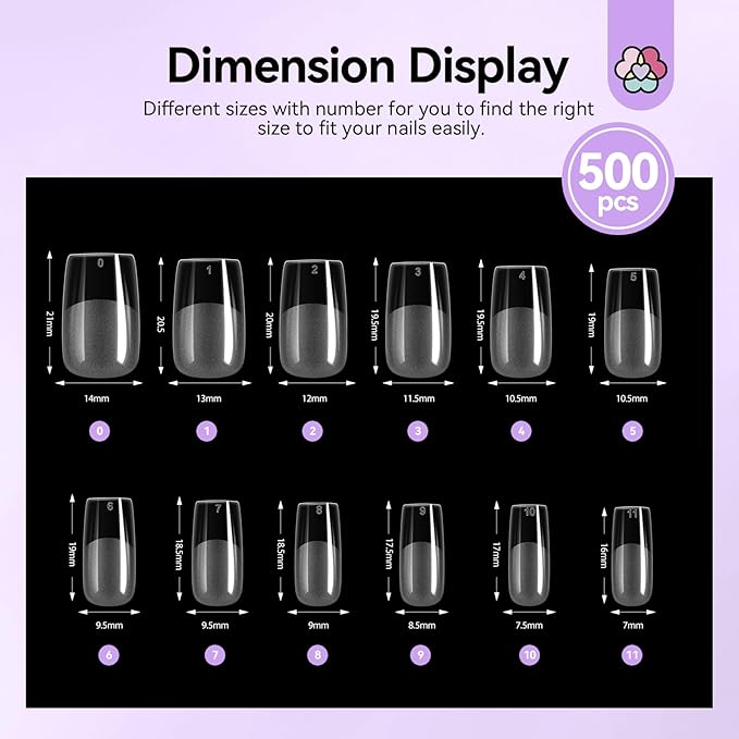 SAVILAND Gel Nail X Kit Short Square - Nail Drill Kit 500 PCS Natural False Nail Tips For Press On U V Nail Glue with Lamp Manicure Tools for Nail Extension Nail Art For Women At Home Nail Kit DIY