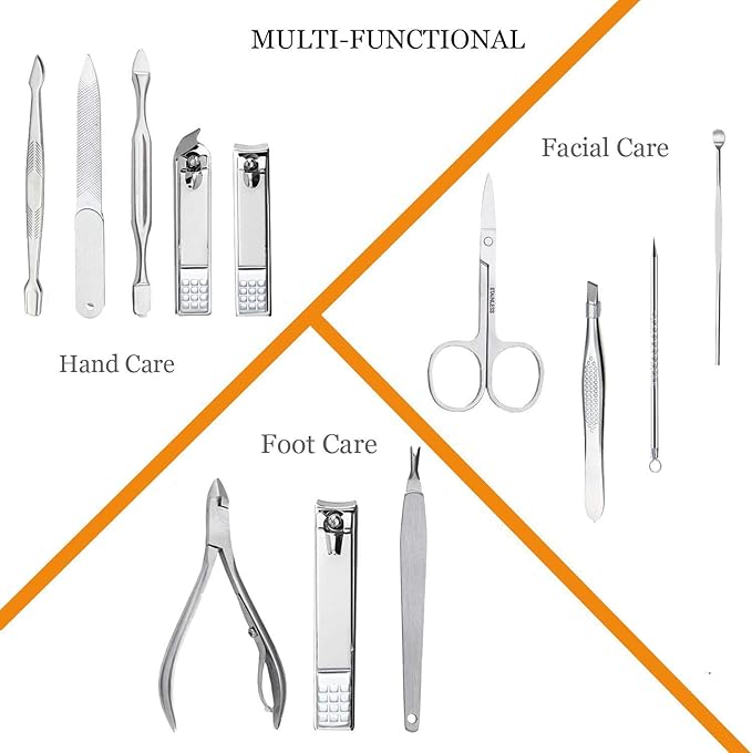 Manicure Set Professional Nail Clippers Kit Pedicure Care Tools- Stainless Steel Grooming Kit 12Pcs for Travel or Home (Rose Gold)