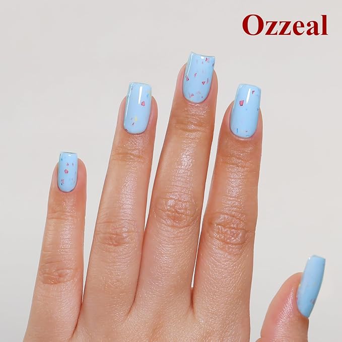 Pastel Gel Polish,0.5 Fl Oz Sky Blue Flake Glitter Gel Nail Polish Macaron Spring Summer LED UV Speckled Sparkle Art Starter Manicure Salon DIY Nail