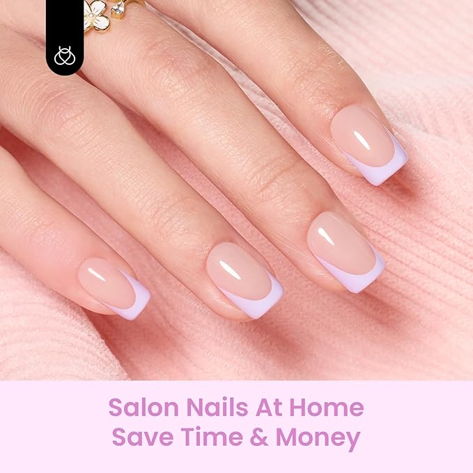 Beetles Spring Press On Nails 224 Pcs 7 Colors, French Tip Nails Short Square Classic Fake Nail Tips, Pastel Romance Macaron Soft Gel Nails False Nails Art DIY For Women