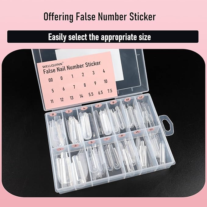 Square (Sculpted) Poly Gel Dual Nail Forms, Medium Long Reusable Full Cover Acrylic Builder Solid Hard Gel Polygel Extension Nail Molds 14 Sizes 140 Pcs, Set for Salon & DIY