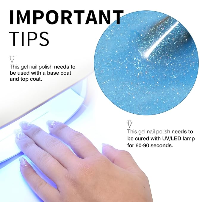 CANNI Gel Polish Glitter Gel Nail Polish Set, 8 Colors Sugar Silver Pink Orange Green Blue Shiny Glitter Gel Polish U V LED Soak Off Fairy Manicure Kit Gift for Women Girls