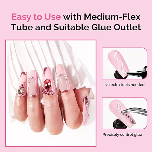MelodySusie Nail Rhinestone Glue Set, 3D Gel Nail Art Design Strong Adhesive Nail Gem Glue for Nail Charms Gems Jewelry Decoration DIY Manicured at Home Cured Need Beauty Gifts for Women