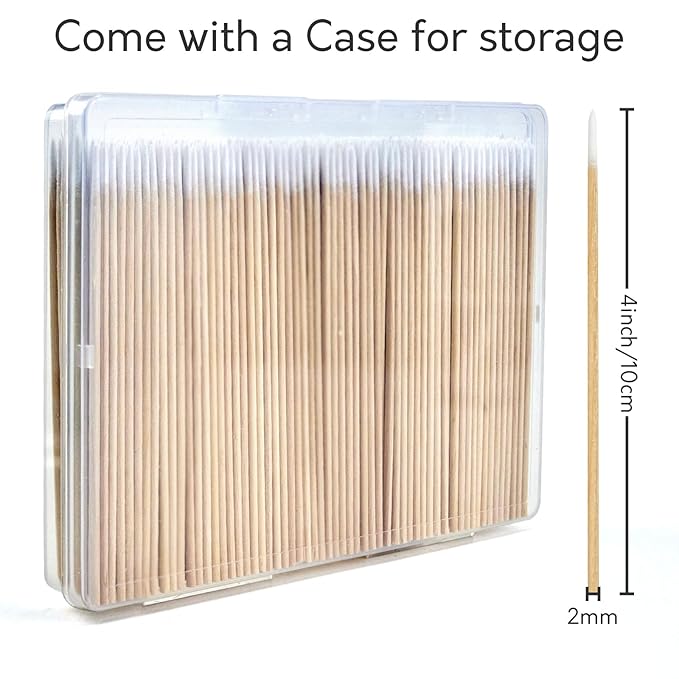 400PCS Pointed Cotton Swabs with Storage Case, Precision Tip Cotton Swabs with Wooden Sticks, 4 Inch Microblading Buds, Microswabs for Eyelash Extensions Makeup nails Tattoo Permanent Makeup Supplies