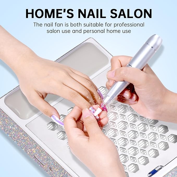 Nail Dust Collector, Cordless Dust Collector Nail Tech, Professional 550PA Vacuum Fan Vent Dust Extractor Quiet Dust Suction Machine for Acrylic Nails Polishing, Nail Salon&Home