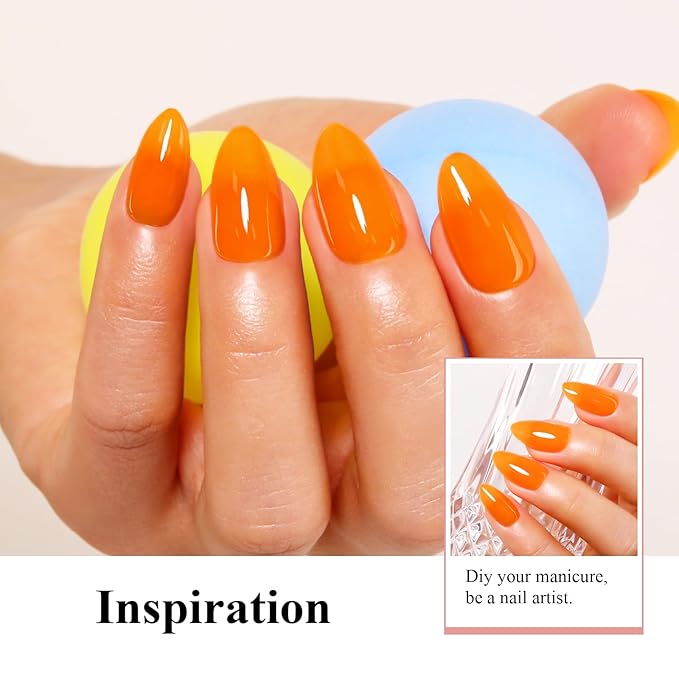 Imtiti Neon Gel Nail Polish, 0.5 Fl Oz Orange Soak Off LED UV Polish for Spring Summer DIY Nail Art Starter Manicure Salon Kit for Women Girls