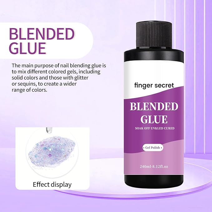Blending Glue,Clear Gel Nail Polish Thinner Glue for Blending Ombre Gel Nail Polish Color Mixing Gradient Glitter Sequins,240ml/8floz for Nail Art Painting DIY Nail Blend Glue