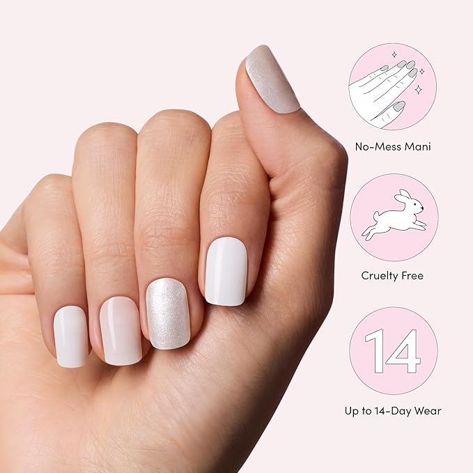 Dashing Diva Glaze Nail Strip 3-in-1 Kit - Best of Blancs - Long Lasting, Chip Resistant, Semi-Cured Gel Nail Strips - Contains 96 strips, 3 prep pads, 3 manicure sticks, 1 nail file