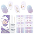 Semi Cured Gel Nail Strips, 28 pcs Gel Nail Stickers, Work with Any UV Lights, Long-Lasting Nail Wraps, Stick on Nails for women Easy to Apply & Remove