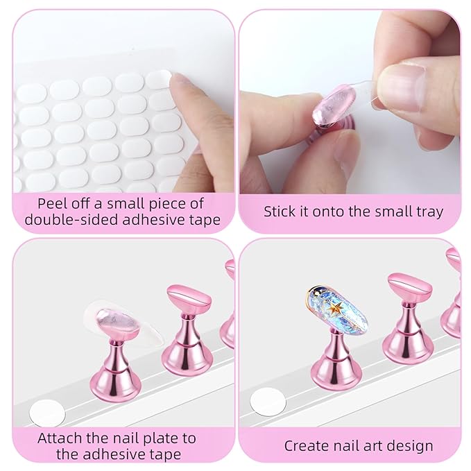 800 Pcs False Tip Double Sided Adhesive Tapes, Pre-cut Strips for Nail Art Holder Clear Nails Stand Sticky Tabs, Nails Adhesive Tapes for Nail Art Stand Practice Holder Color Chart Book