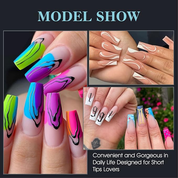 Gelike EC Soft Gel Nail Tips Kit for Soak Off Nail Extensions, Full Cover, Coffin Shaped, Pre-Buff PMMA Resin, Clear Ultra-Thin Design, 12 Sizes, 552 Pieces, Medium Coffin False Press on Nail
