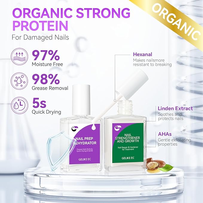 Nail Growth Treatment and Dehydrator Kit: Milky White Strengthener and Dehydrator – Repair Protect & Perfect Your Nails - Long-Lasting Adhesion for Salon & DIY Manicures
