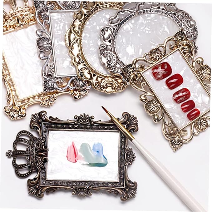 Nail Art Plate, 2 Pcs Nail Mixing Palette Polish Color Mixing Plate Nail Holder Nail Art Display Board, Nail Art Display Tools Photography Props(Sliver)