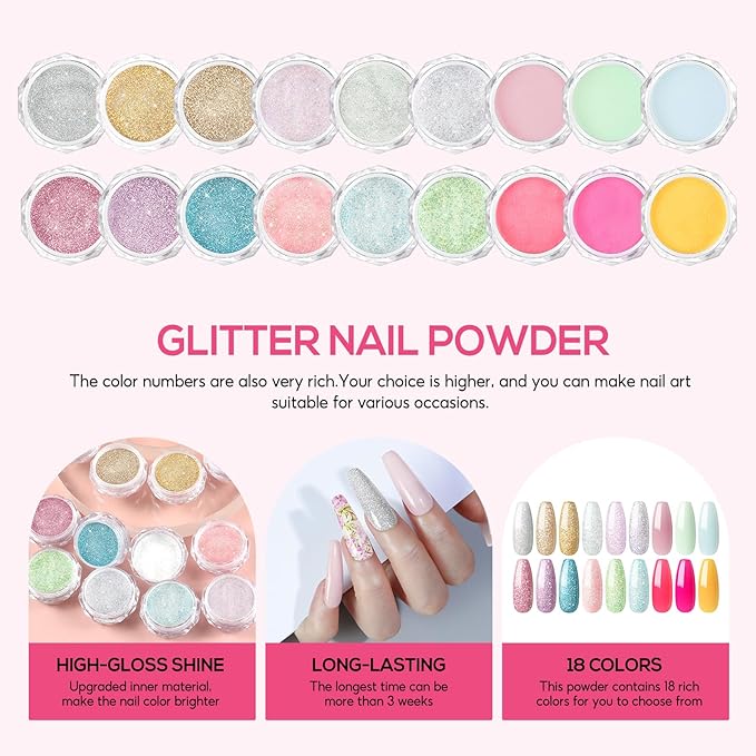 Acrylic Nail Kit for Beginners with Everything Nails Kit Acrylic Set Glitter Decoration Powder Rhinestones Professional Manicure Set at Home Gifts for Women