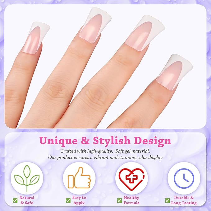 outopen 120pcs Duck Nail Tips Short Flesh Pink French Duck Tips Full Cover Fan Flare Duck Tips for Wide Press on Nail Crystal Duck Feet Nail Tips for Polygel Acrylic Extension, 12 Sizes