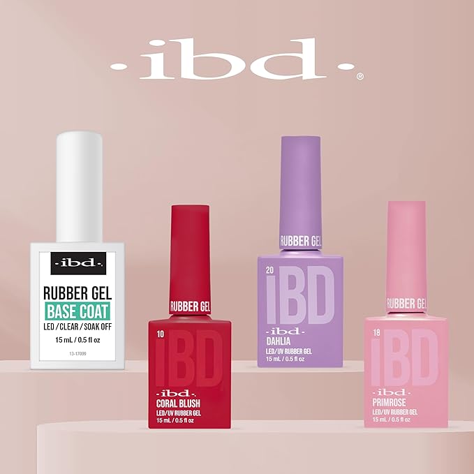 IBD Rubber Base Gel Nail Polish, Base Coat – Clear Soak-Off Builder Gel for Nails Strengthening & Breakage Prevention, 0.5 fl oz