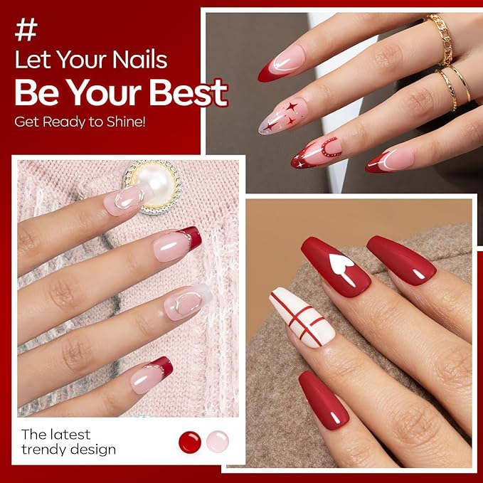 modelones Red Gel Nail Polish Ruby Red Nails Dark Red Gel Nail Polish Soak Off LED Nail Art DIY Salon Manicure 15 ML