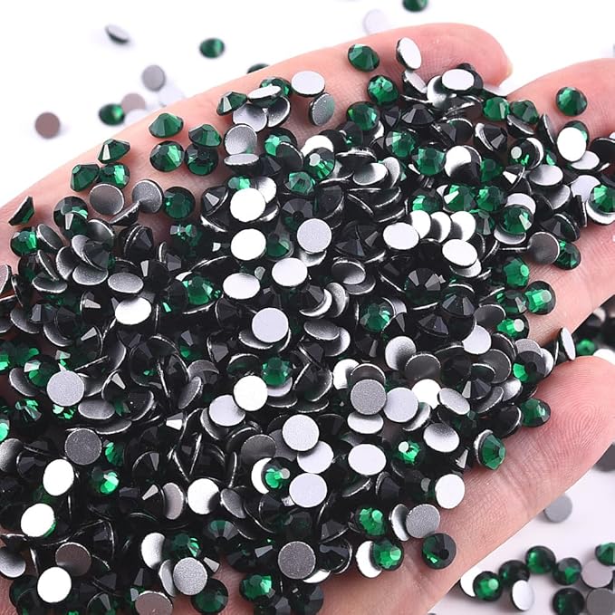 Blinginbox 288 Pieces SS30/6.4-6.6mm Flat Back Crystal Rhinestones Round Gems for Nail Art,Emerald