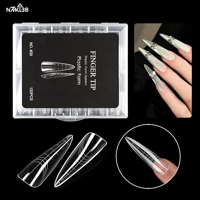 NMKL38 120PCS Dual Nail Forms 12 Sizes Extension Poly Nail Gel Full Cover Nail Molds