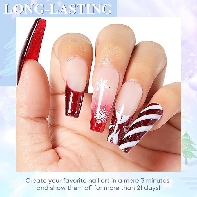 AIMEILI Gel Nail Polish Soak Off U V LED Hema Free Red Glitter Colors for Christmas Nail Art DIY 12 x 8ML-Kit Set 28