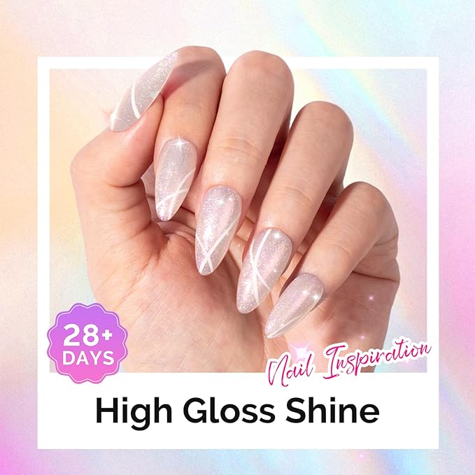 MelodySusie Shimmer Aurora Yellow Pink Gel Nail Polish, 0.5fl oz Soak Off UV LED Jelly Pink White Gel Polish Gift for Women Nail Art Manicure Salon DIY Nail Design Decoration at Home-G2608