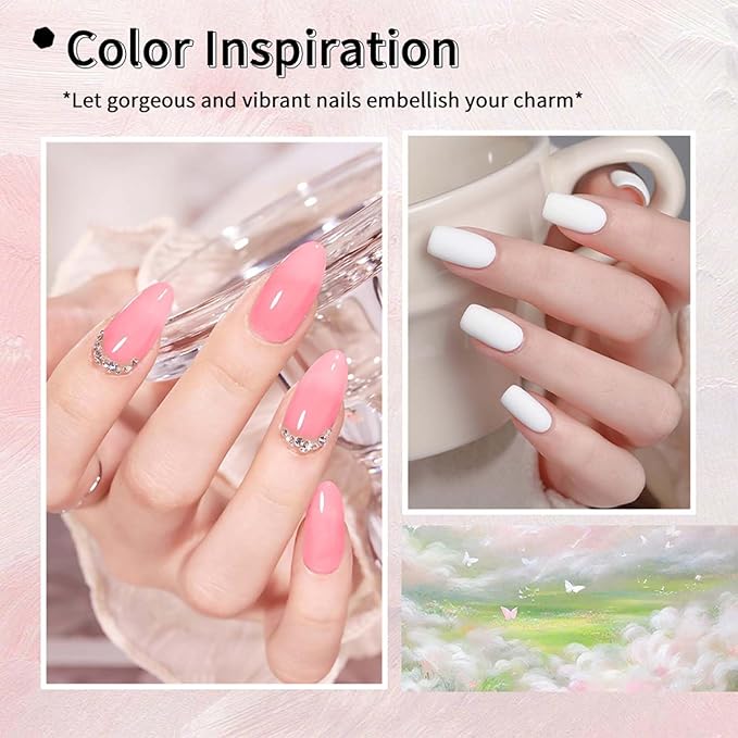 JR 9pcs 15ml Gel Nail Polish Set Black White Pink Series Gel Polish Kit UV LED Soak Off Nail Art Salon at Home DIY Gift A