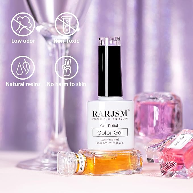 RARJSM Pearl Gel Nail Polish,Purple Pearlescent Gelpolish,Shell Glitter Red Shimmer Iridescent Mermaid Nail Gel Polish Soak Off LED UV Curing Requires Swirl Thread Effect DIY Manicure Use 7.5ML