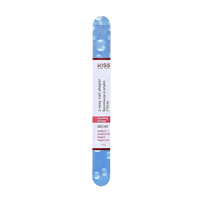 KISS 2-Way Nail Shaper 180 Medium / 240 Medium Fine F113N - Pack of 12