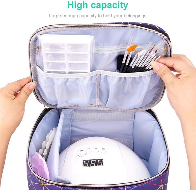 Nail Polish Organizer Bag Holds 30 Bottles Nail Supplies Storage Organizers Box NailPolish Carrying Case Organizer Nails Kit Bag Organizers Case For Nails Polish And Manicure Set,Sponge Partitions