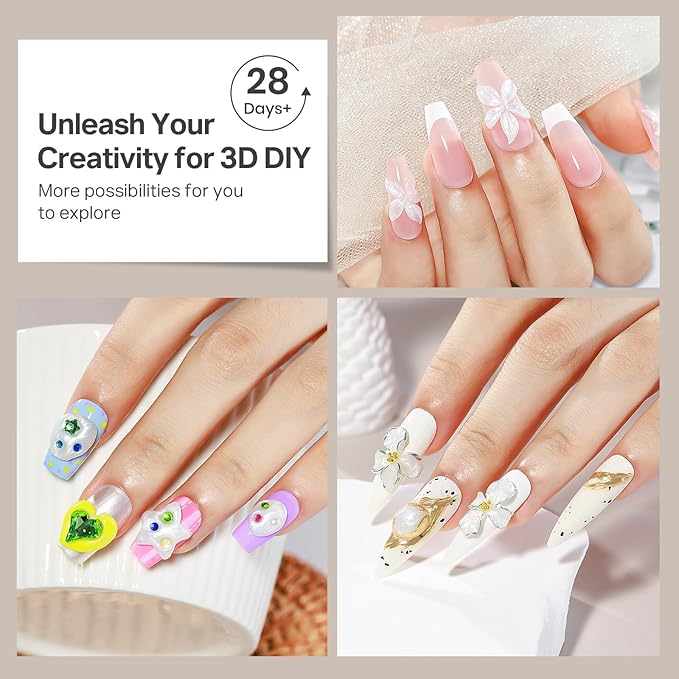 MIZHSE Pearl 3D Gel Nail Art Sculpting Gel Non-Sticky Molding Gels for Nails White Sculpting U V LED Soak Off Gels for Carving with Nail Art Pen Nail Design Home Manicure 30g 1o