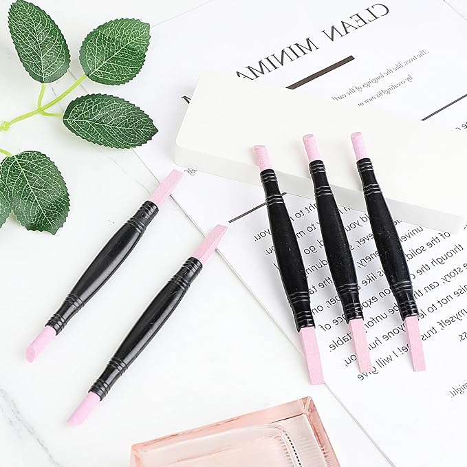 5 Pcs Round Nail File, Double-Headed Nail Polishing Pen Cuticle File Care Set Cuticle Pusher Remover Trimmer Buffer Pen Art Tools Household Beauty Salon Peeling Dead Skin Repairing