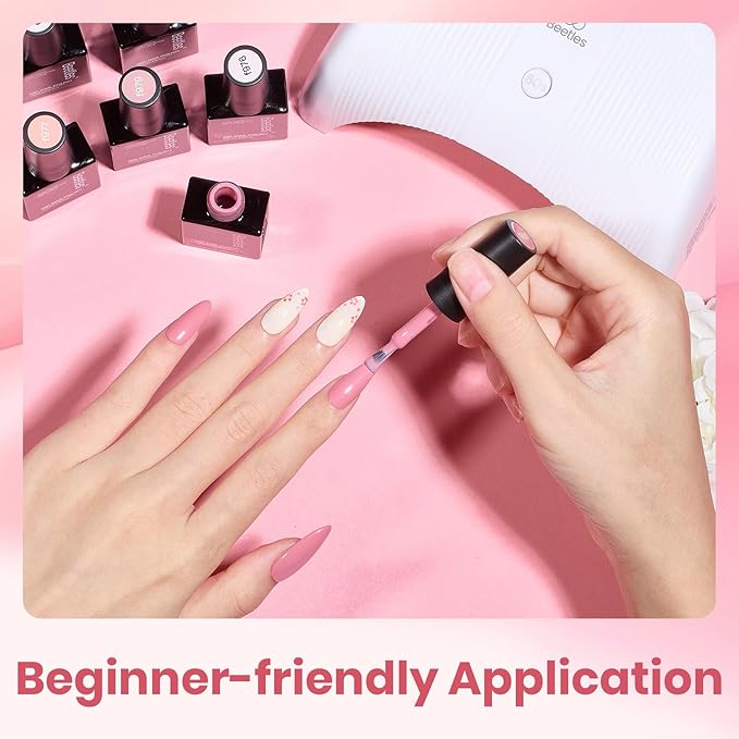 Beetle Nude Pink Gel Polish Set - 6 Colors Light Pink Nude gel polish Spring Colors Soak Off Nail Art Manicure Salon Uv Led DIY at Home Vanilla Cloud Collection