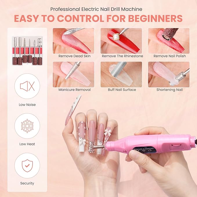 Nail Kit for Beginners with Everything: Practice Hand Acrylic Nail Set Professional Powder Drill Liquid Starter Kits with U V Lamp in Cosmetic Gift Bag for Women Salon Home (Blue)