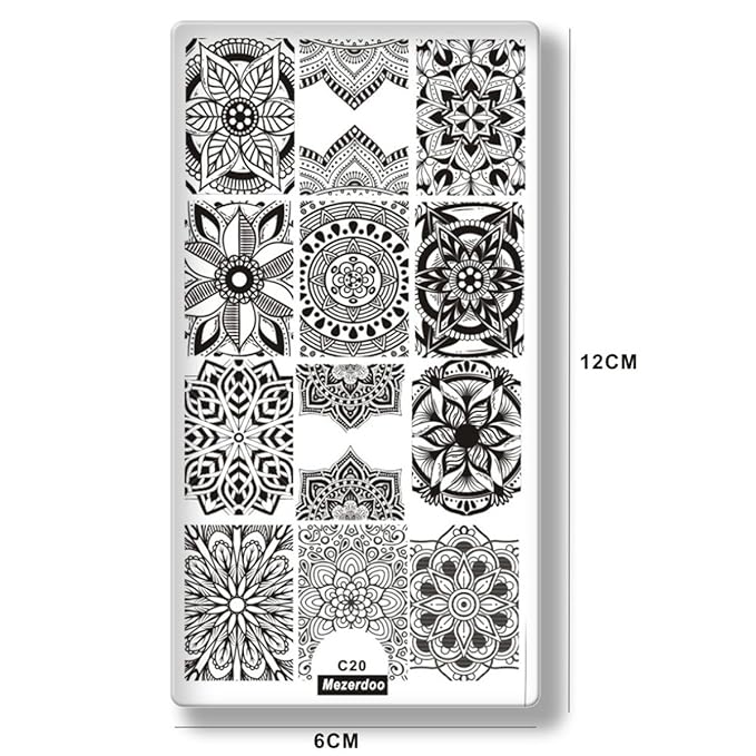 Mezerdoo 10Pcs Stainless Steel Nail Art Stamping Plates Various Patterns Nail Art Printer Tool Manicure Stencils for Halloween Christmas