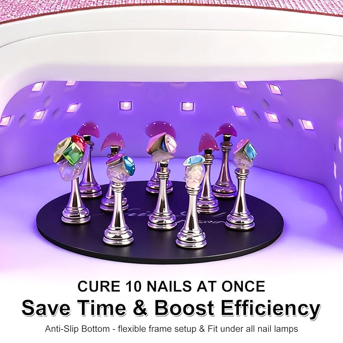 ANGNYA Nail Stand for Press Ons,Round Shape Super Magnetic Base Nail Holder for Painting Nails with 200 Pcs Reusable Double-Sided Tape for Nails Practice Nail Tools Home DIY Salon Supplies