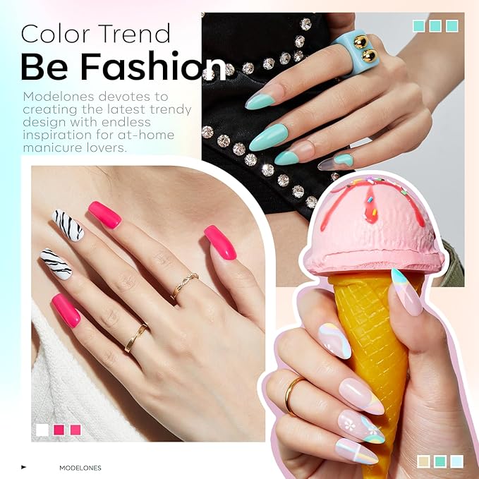 modelones 24Pcs Neon Gel Nail Polish Set, 20 Colors Rainbow Gel Polish Set with Glitter & Glossy & Matte Top + Base Coat Soak Off LED Nail Art Kit Salon at Home