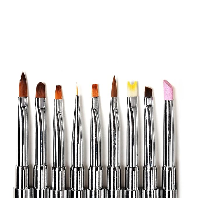 KADS Acrylic Brush Nail Art Brush Rhinestone Powder Brush Acrylic Clear Handle Nail Art Design Paint Pen Manicure Tool for Nails Sculpting (Set)