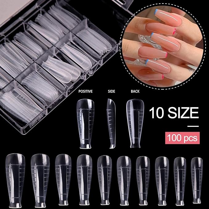 EBANKU 100 T Shape Gel Nail Mold Kit with Dual Acrylic Nail Extension Tools & Accessories