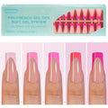 150Pcs French Gel Nail Tips, Vansiho Long Square Nail Tips, Pink Pre-French Tips Press on Nails, Soak Off Soft Gel Acrylic Fake Nails for Nail Art DIY 15 Sizes