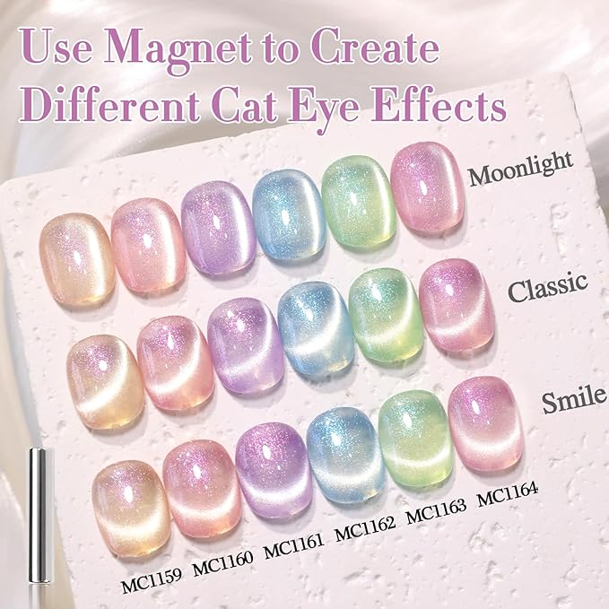 Double Rhythm 0.5 Oz Cat Eye Gel Polish with Magnet Same Color Same Bottle Holographic Glitter Shimmer Translucent Color Salon 15 ML Magnetic Nail Art (Mauve Purple-MC1161)
