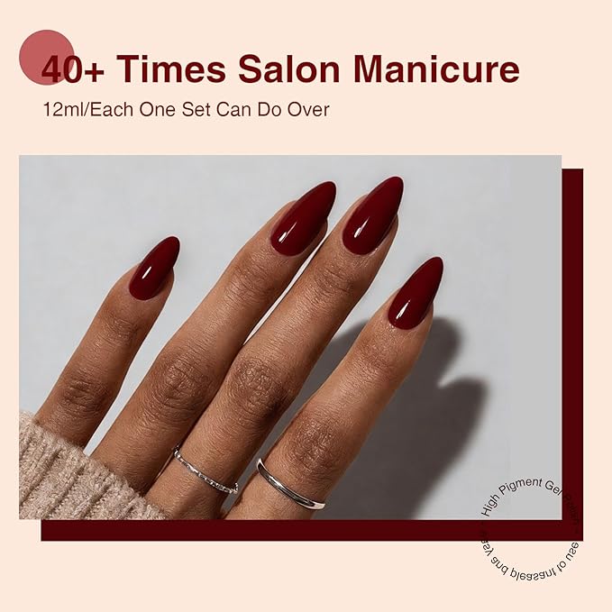 Gel Polish Set of 6 Colors 12ml with Red Blue Green, Gel Polish Kit for Salon DIY at Home, Soak Off LED UV Gel Nail Polish, Gifts for Women Girls