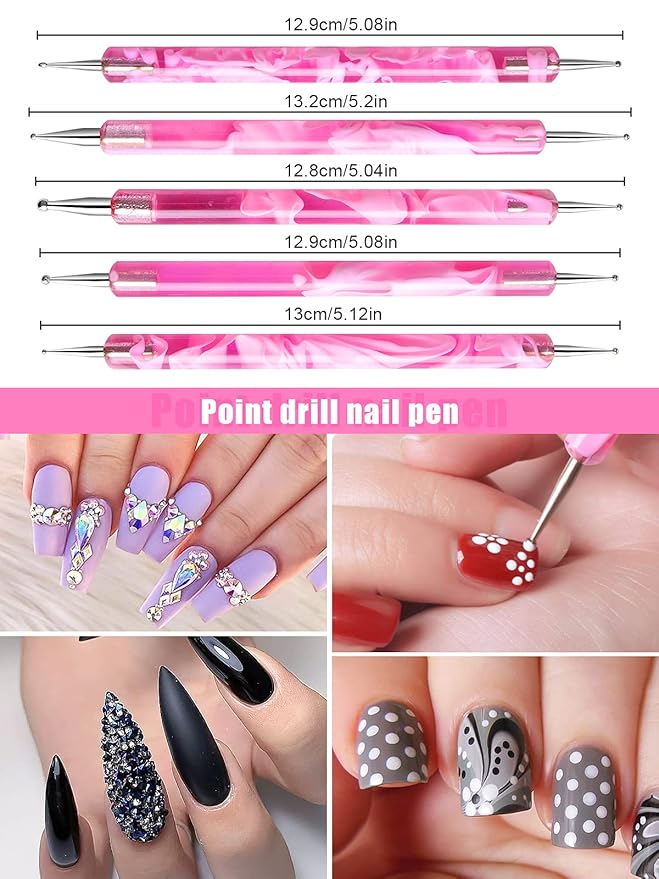 19 Pcs Pink Acrylic Nail Art Brush Set, TOROKOM UV Gel Nail Brushes for Nail Art Tips Nail Polish Builder Brush Nail Painting Brush with Nail Dotting Tool Nail Art Dust Remover Brushes for Nail Salon