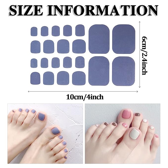 DANNEASY 30 Sheets Toe Nail Stickers Toenail Polish Strips Full Nail Wraps for Women Self Adhesive Toe Nails Polish Stickers Gel Toenails Strips Manicure Sticker Nails Art Accessories with File