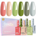 Beetles Spring Gel Polish Set - 6 Colors Hema Free 15ml Green Nude Pink Gel Polish Kit Soak Off Uv LED Nail Lamp DIY Home Manicure Salon Lakeside Serenity Gift for Women Girls st patricks