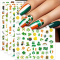St. Patrick's Day Nail Art Stickers, Irish Shamrock Leprechaun Hat 3D Self-Adhesive Nail Decals Lucky Clover Design (6 Sheets)