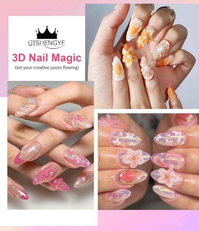 Solid Builder Gel for Nails BISHENGYF: 30g Sculpting Gel Non-Sticky Clear Rose Sliver Aurora Glitter 3D Nail Art Hand Carving U V/LED Extension with 3D Mold Art