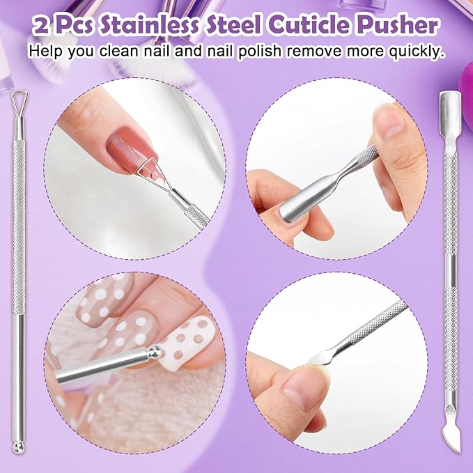 1080 + 3 Pcs Lint Free Nail Wipes Kit, Disposable Nail Polish Remover Pads Non-Woven Nails Eyelash Extensions Wipes, Nail Polish Remover Wipes with 200 ML Bottle, 2 Pcs Cuticle Pusher (White)