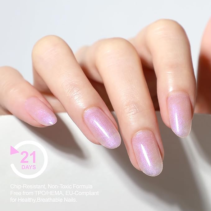 Hema Free Builder Base Gel, For Strengthens Damaged Thin Nails, Soak Off Shimmer Hypoallergenic Gel, Vegan, Streak Free, LED & UV Lamp Needed Nail Art DIY Manicure