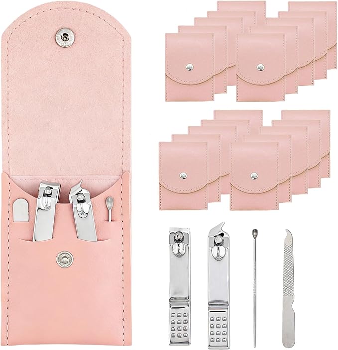 20-Piece Complete Nail Care Kit, Professional Manicure Set with Stainless Steel Tools for Home Use, Travel & Gifts | Portable Nail Clipper Kit in Pink Case (Pink)