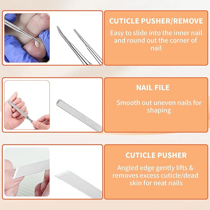 Ingrown Toenail Removal Kit, Ingrown Toenail Tool Kit Corrector with Ingrown Toenail Correction Strips, Toe Separators, Painless File and Lifter for Home Pedicure Care